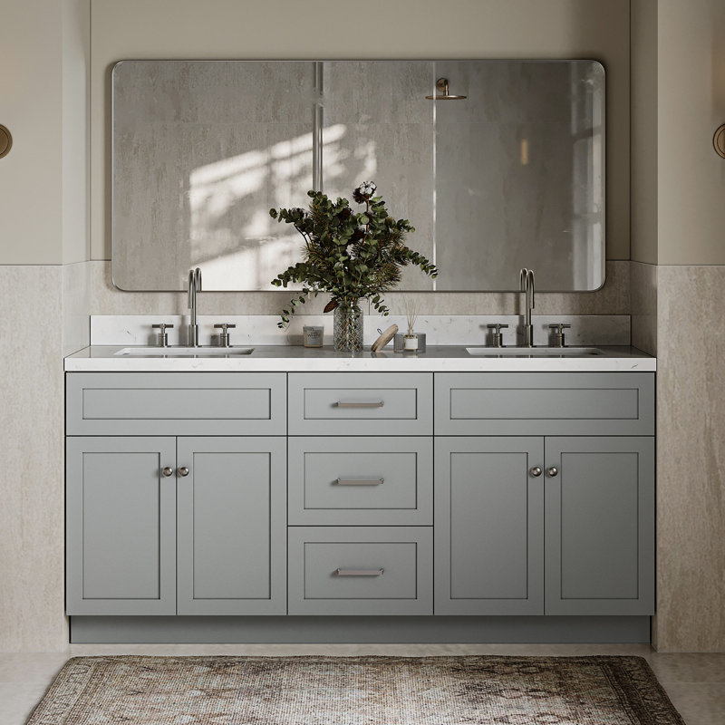 Winston Porter Partham 72'' Bathroom Vanity with Quartz Top | Wayfair